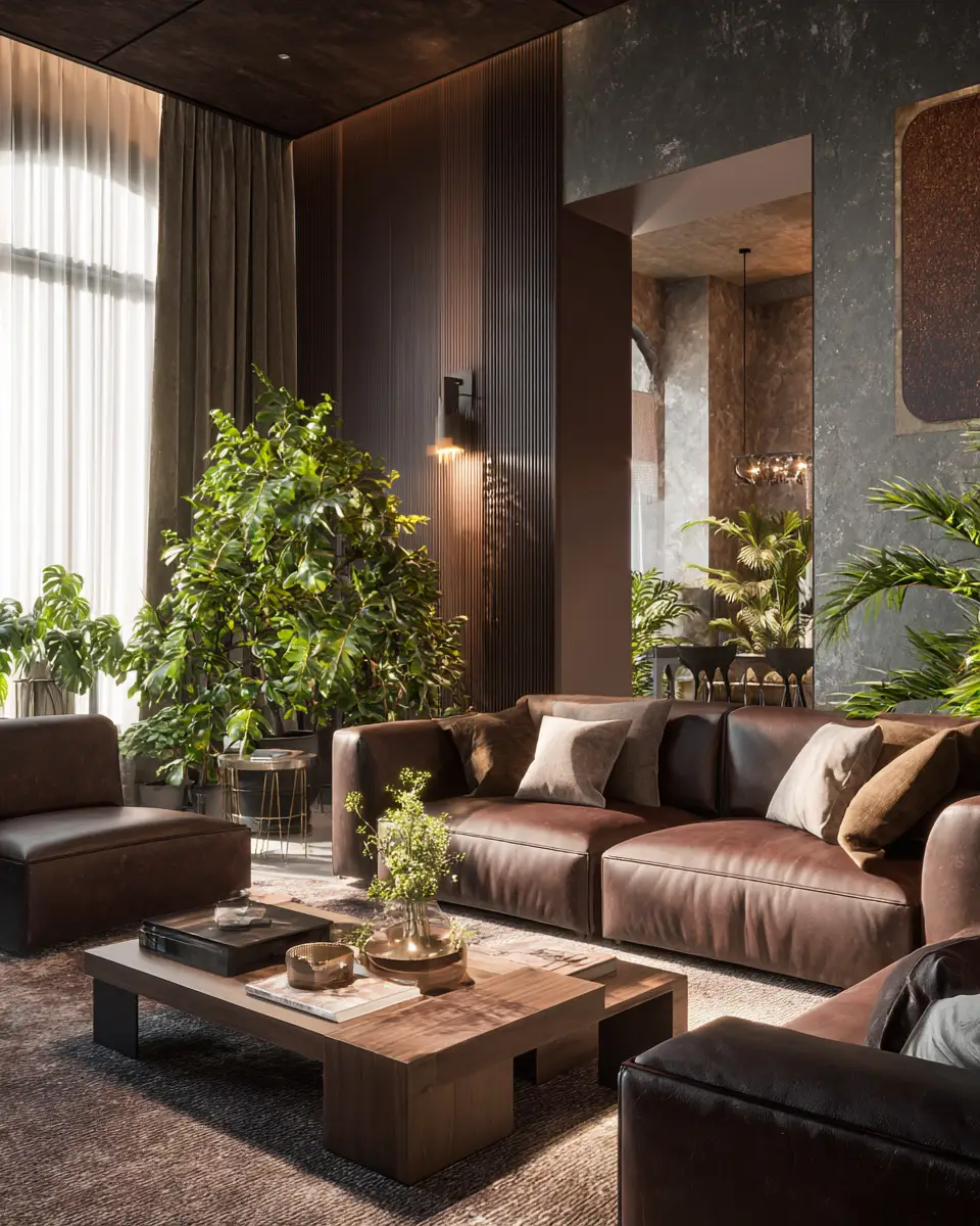 Chocolate Brown Classic Living Room Decor Ideas