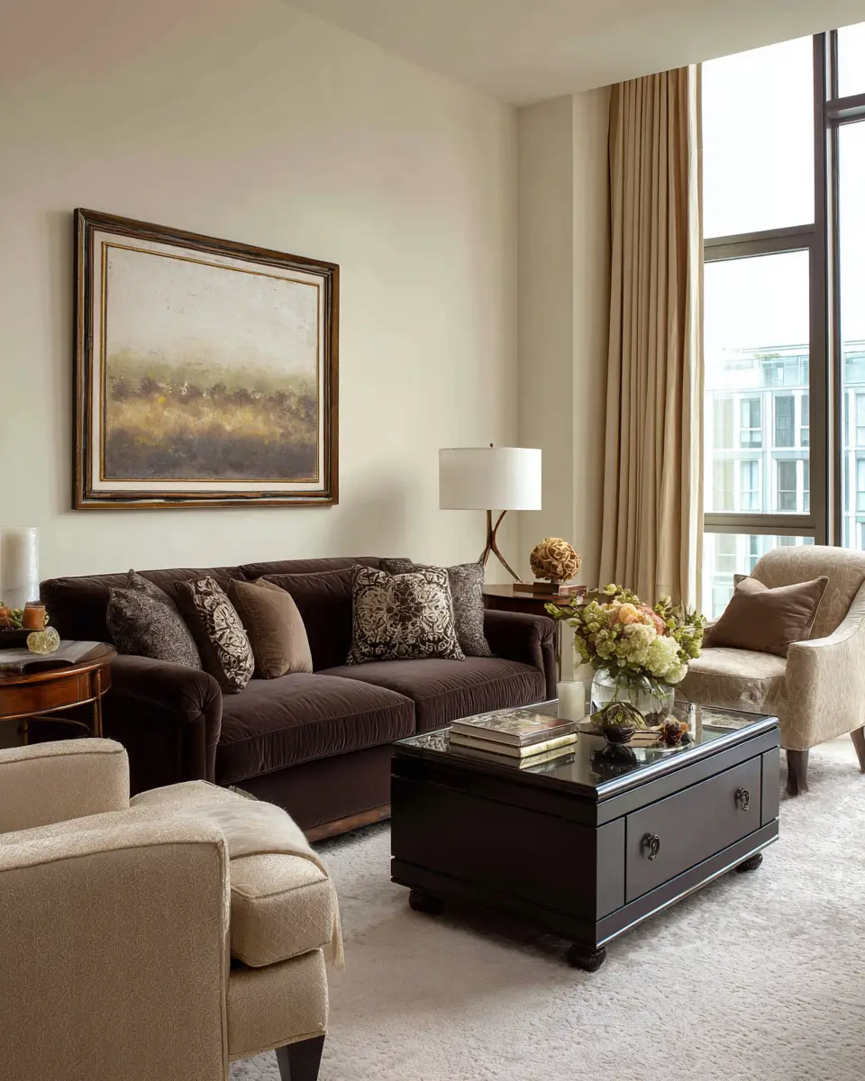 Chocolate Brown Classic Living Room Decor Ideas