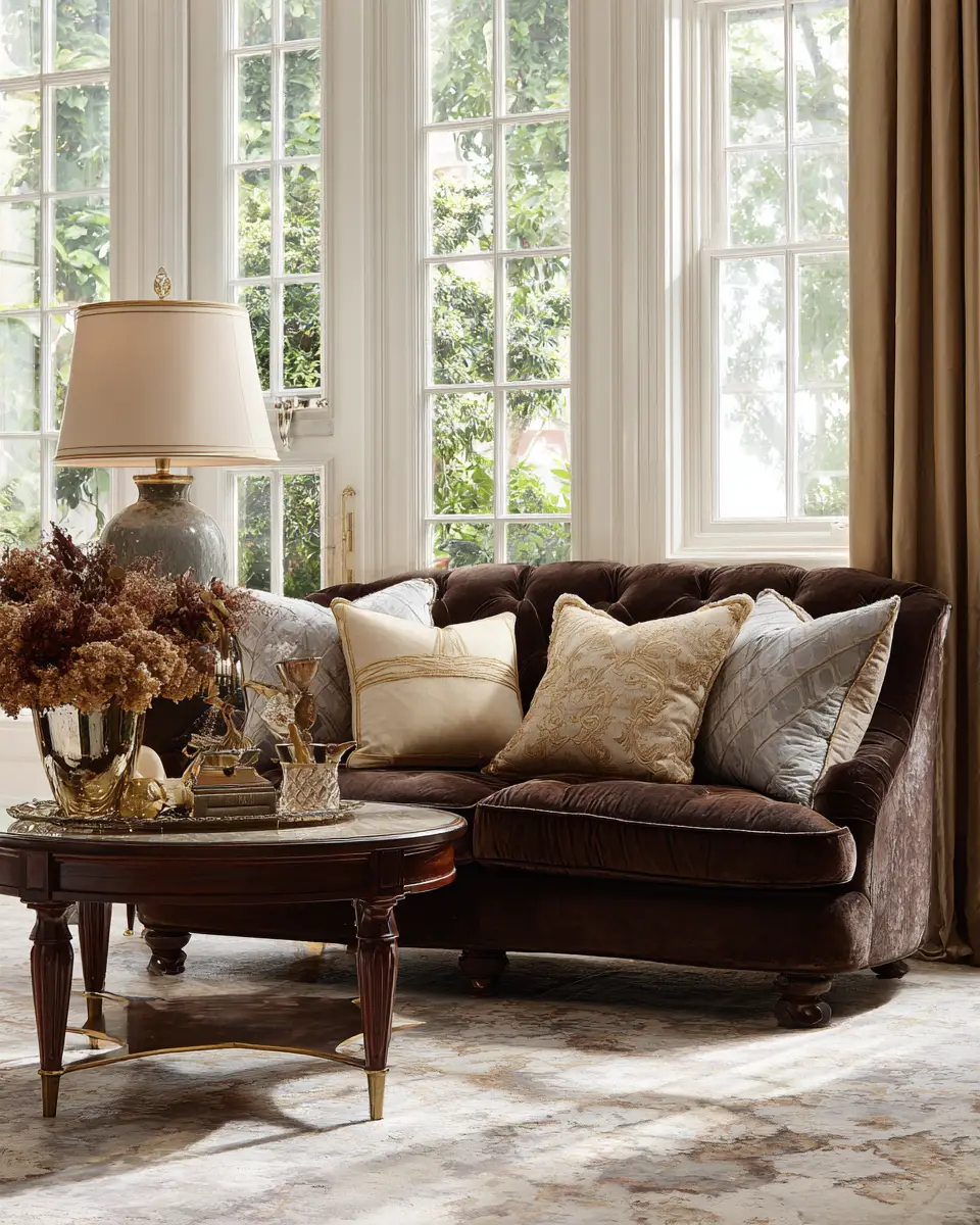 Chocolate Brown Classic Living Room Decor Ideas