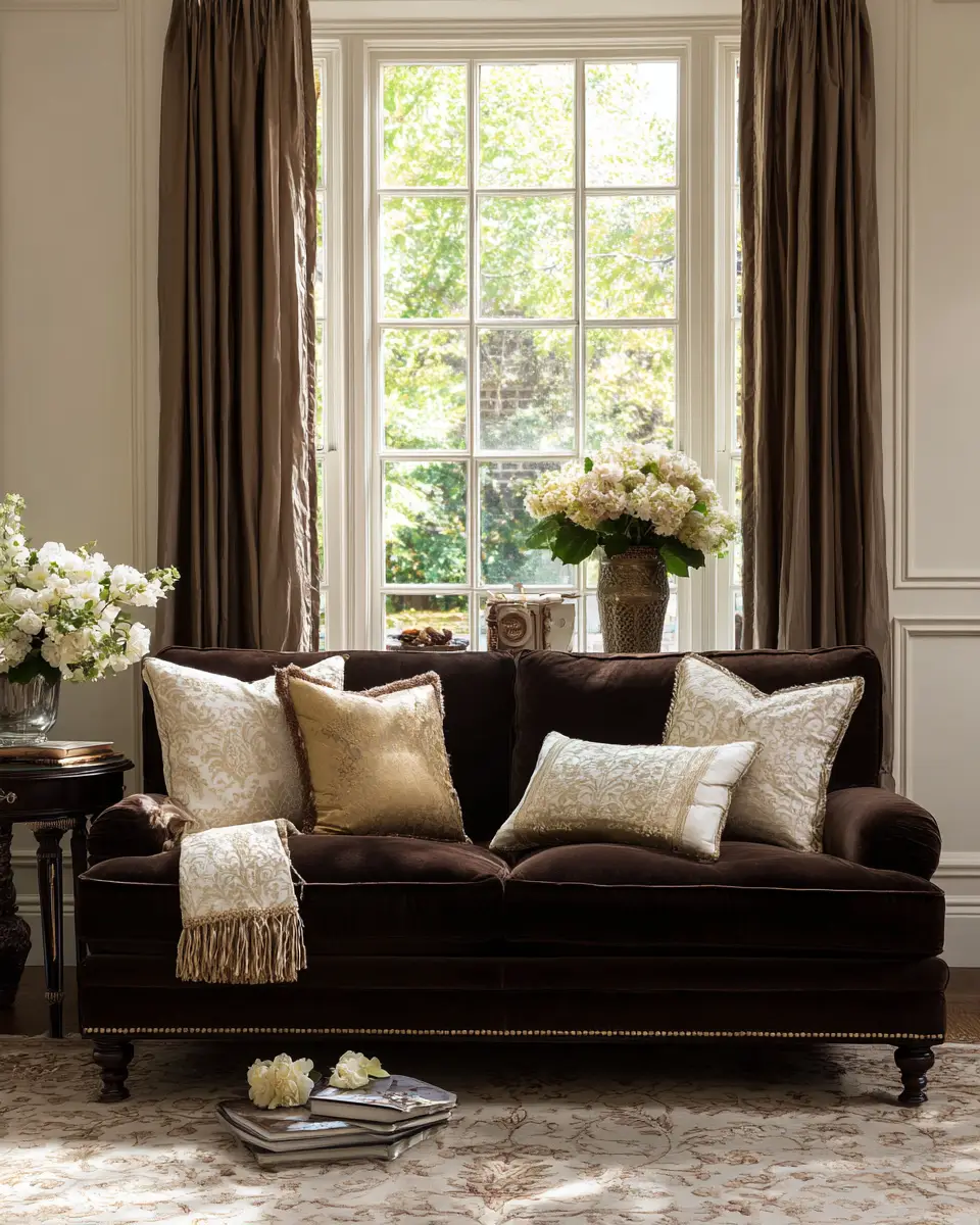 Chocolate Brown Classic Living Room Decor Ideas