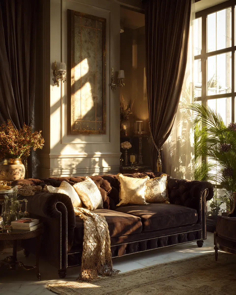 Chocolate Brown Classic Living Room Decor Ideas