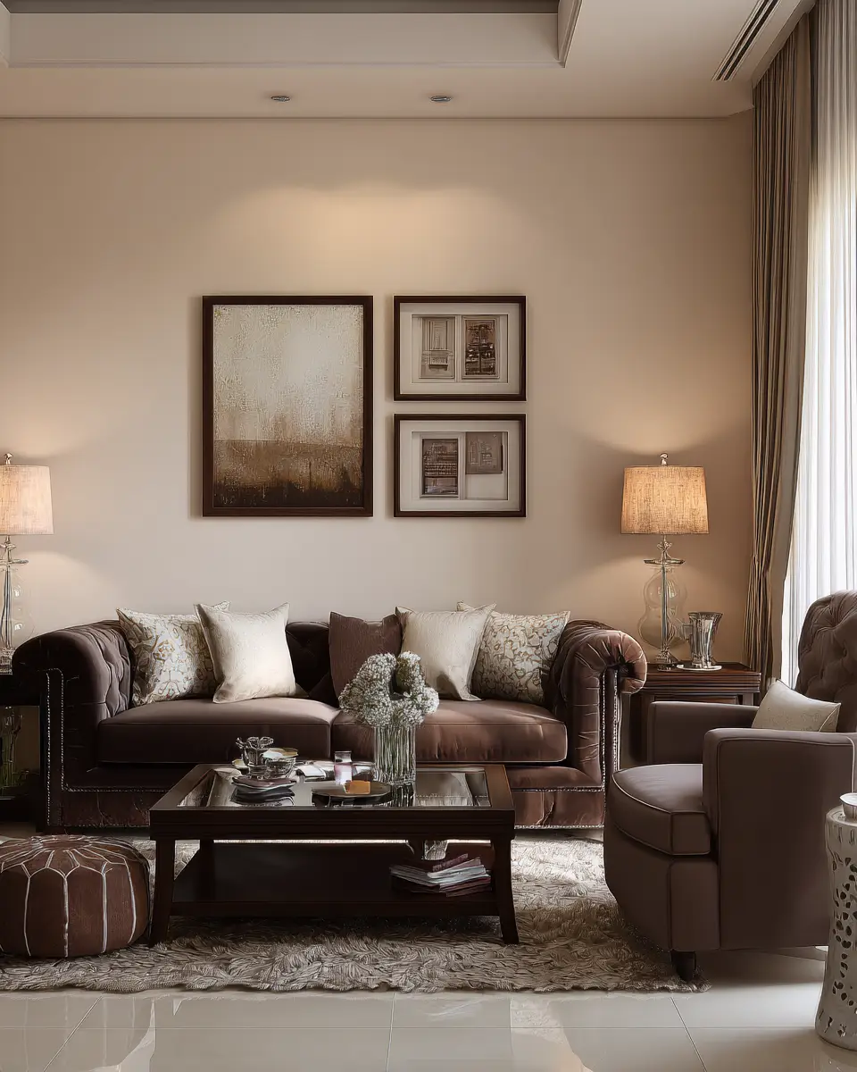 Chocolate Brown Classic Living Room Decor Ideas