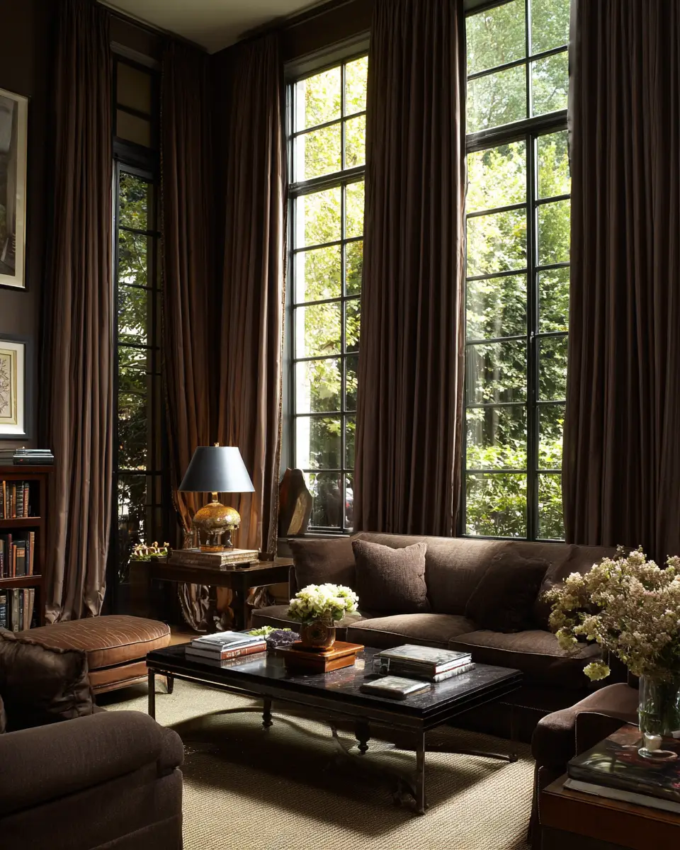 Chocolate Brown Classic Living Room Decor Ideas
