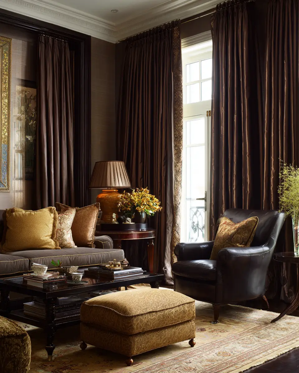 Chocolate Brown Classic Living Room Decor Ideas