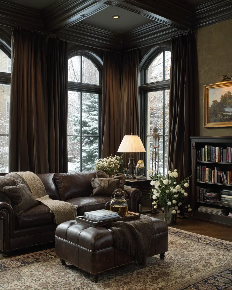 Chocolate Brown Classic Living Room Decor Ideas