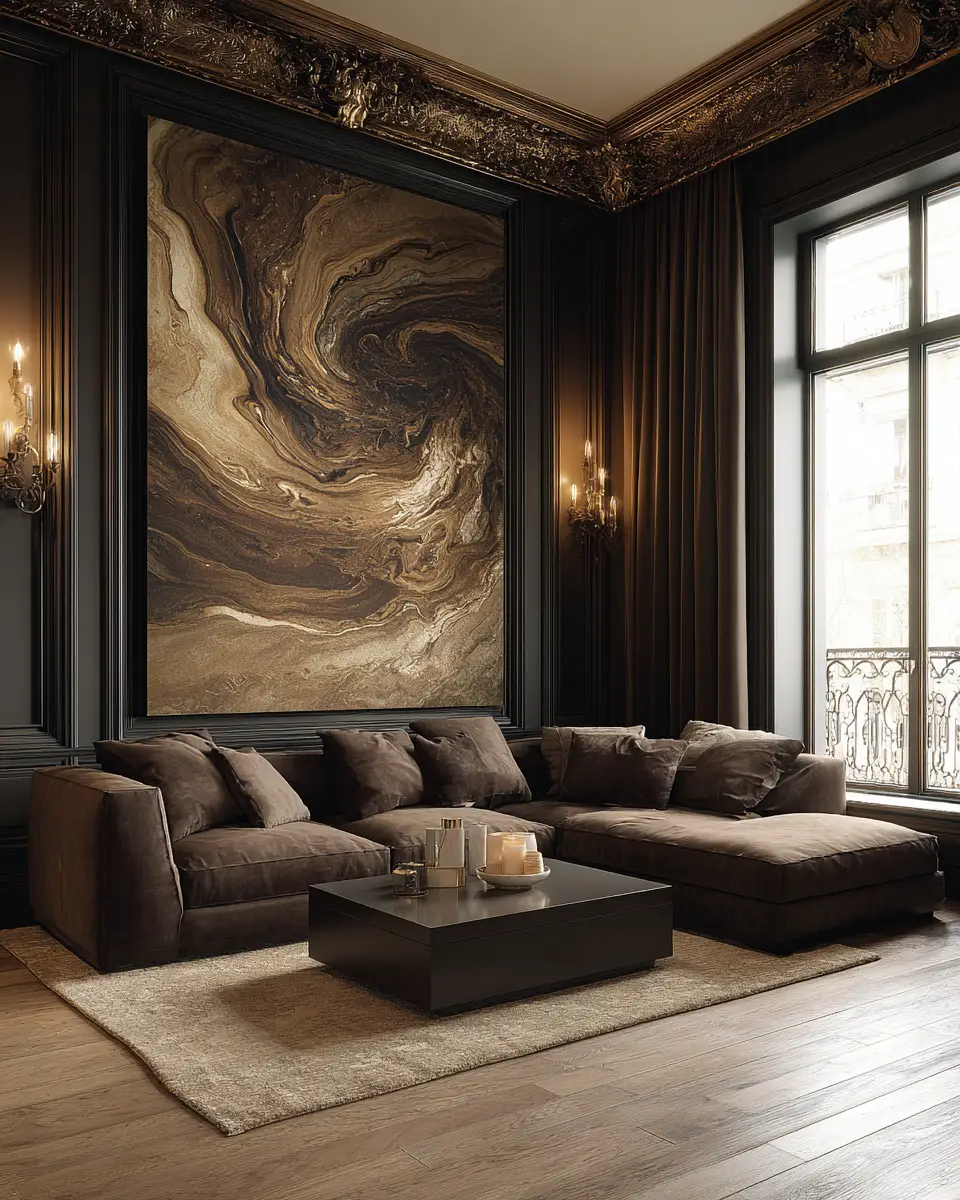 Chocolate Brown Classic Living Room Decor Ideas