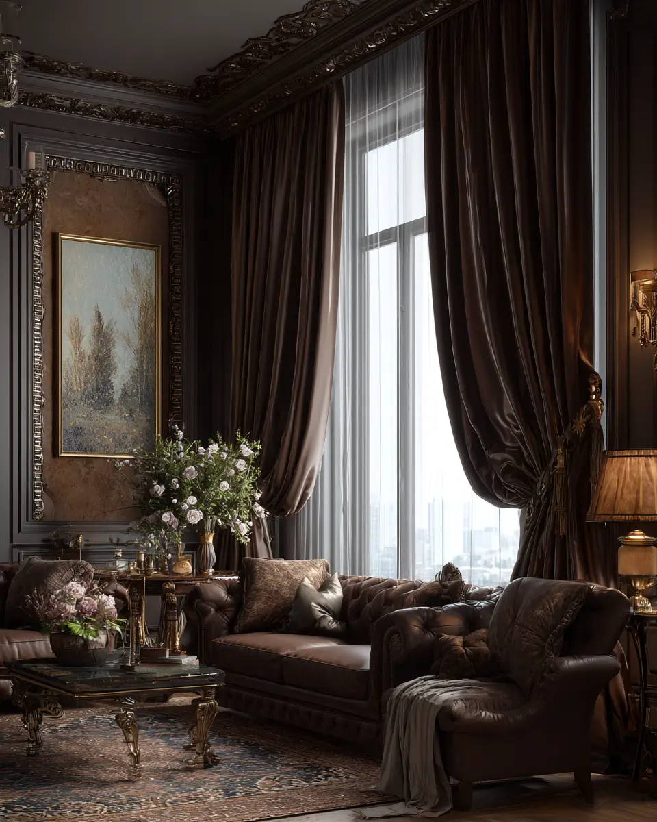 Chocolate Brown Classic Living Room Decor Ideas