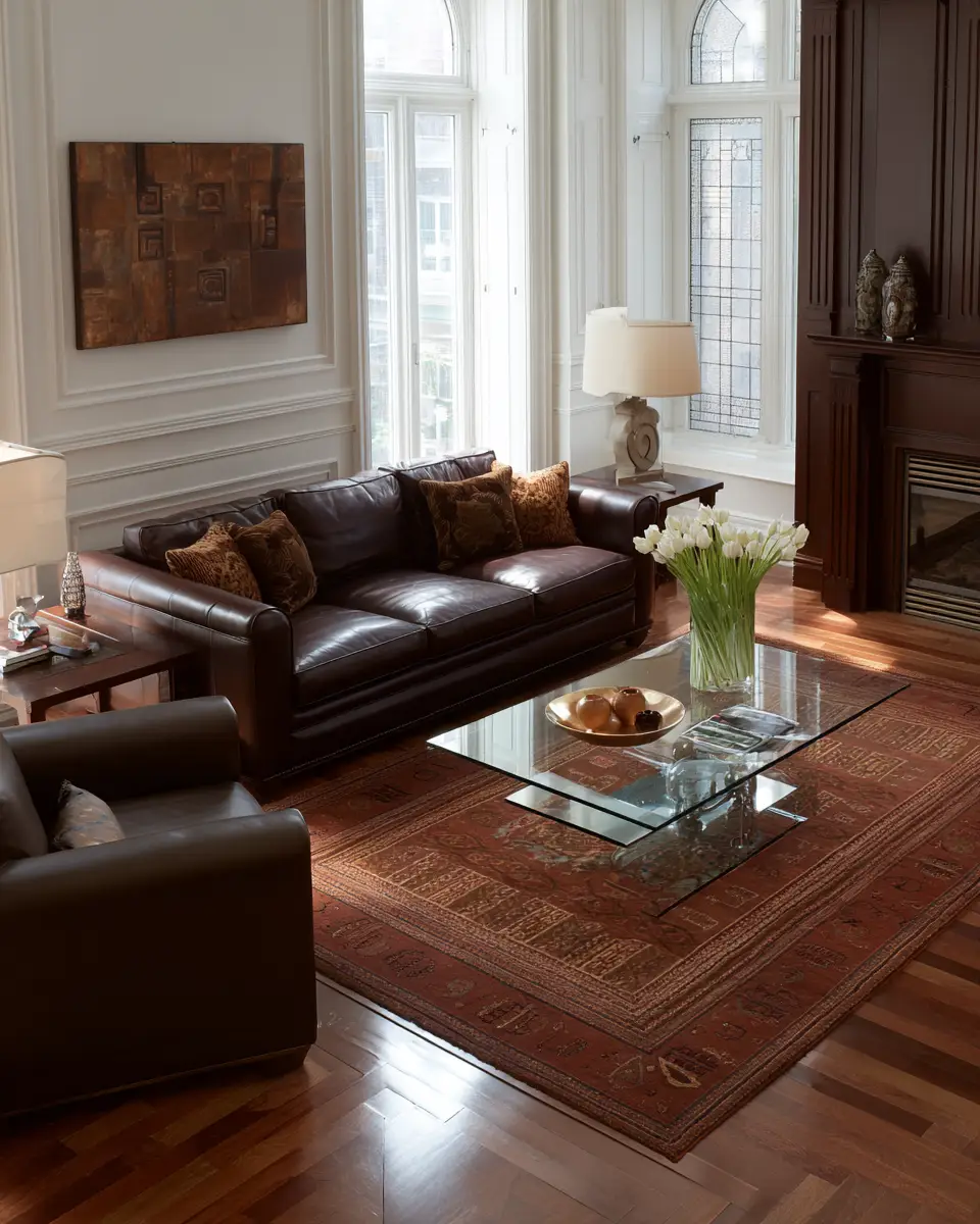 Chocolate Brown Classic Living Room Decor Ideas