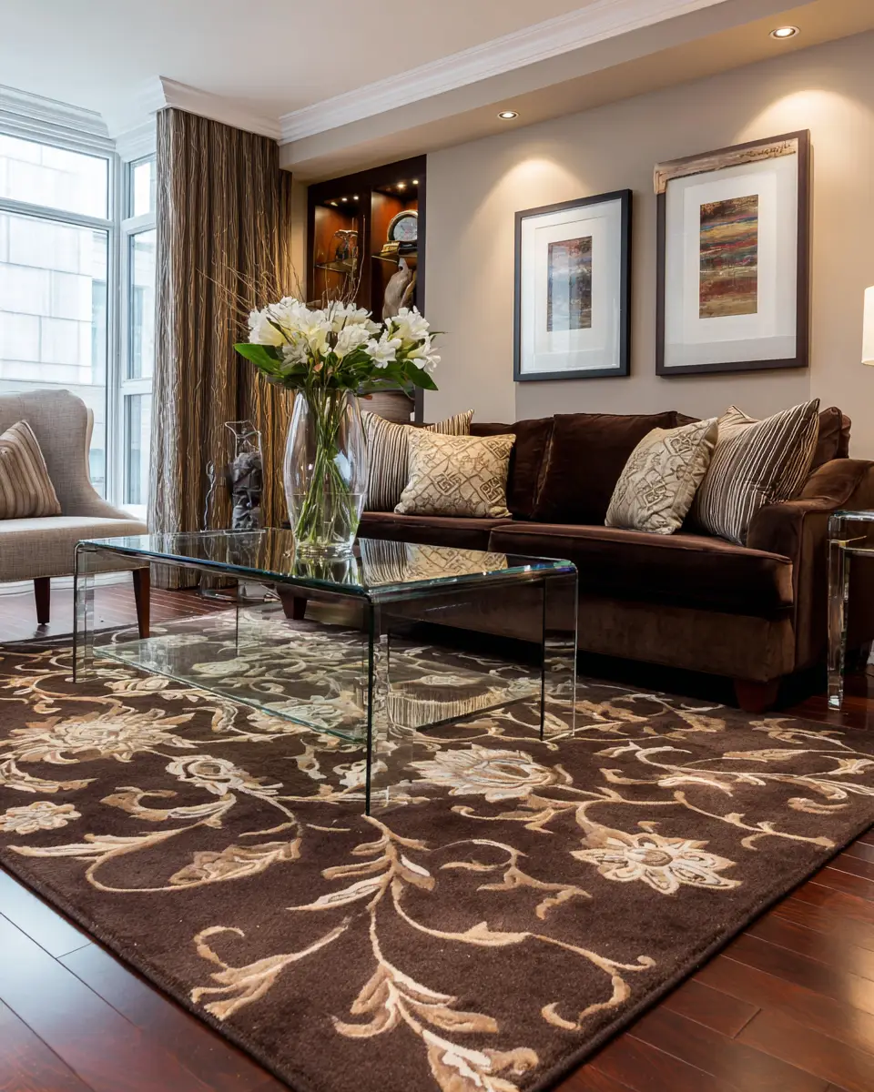 Chocolate Brown Classic Living Room Decor Ideas