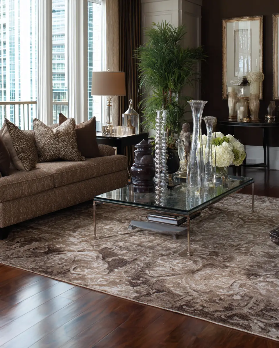 Chocolate Brown Classic Living Room Decor Ideas