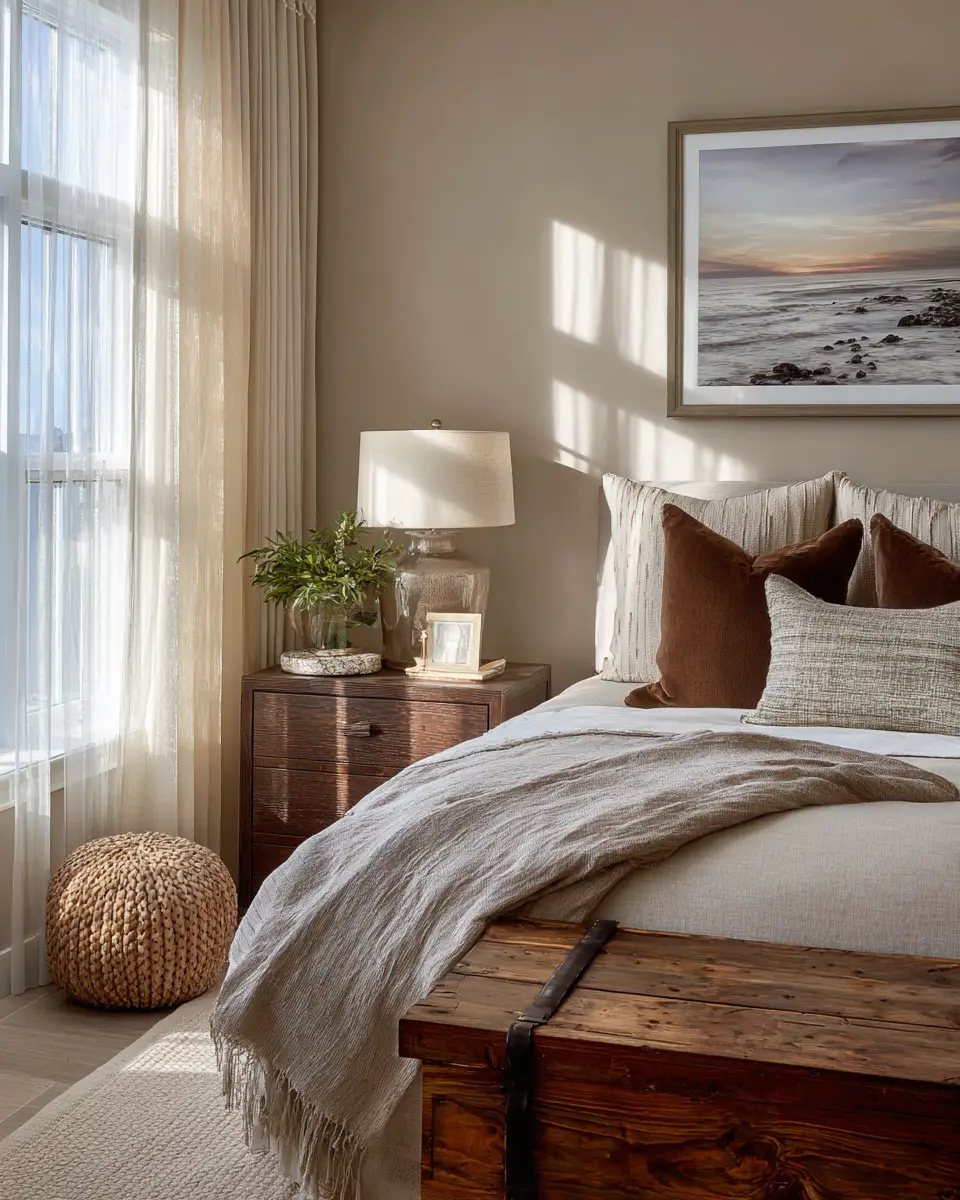 Chocolate Brown Coastal Bedroom Decor Ideas