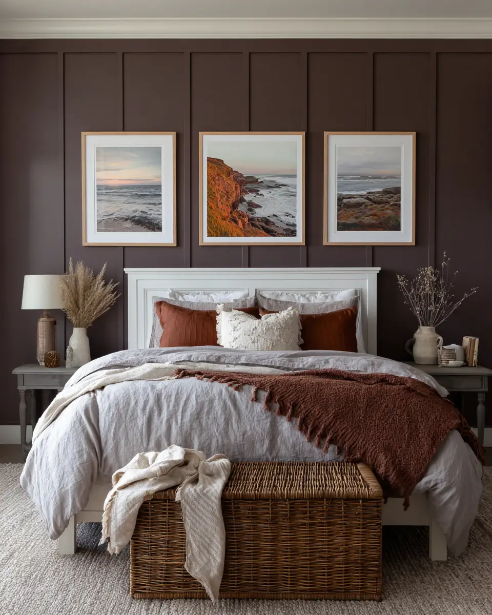 Chocolate Brown Coastal Bedroom Decor Ideas