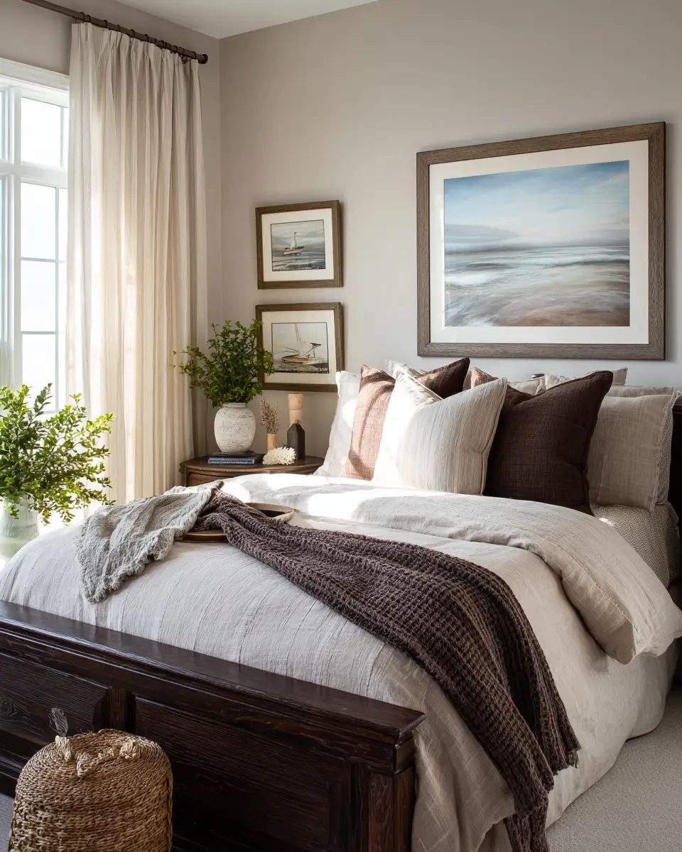 Chocolate Brown Coastal Bedroom Decor Ideas