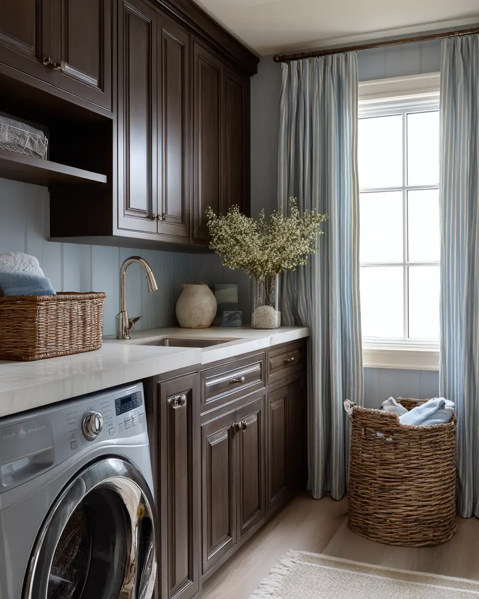 Chocolate Brown Coastal Laundry Room Decor Ideas