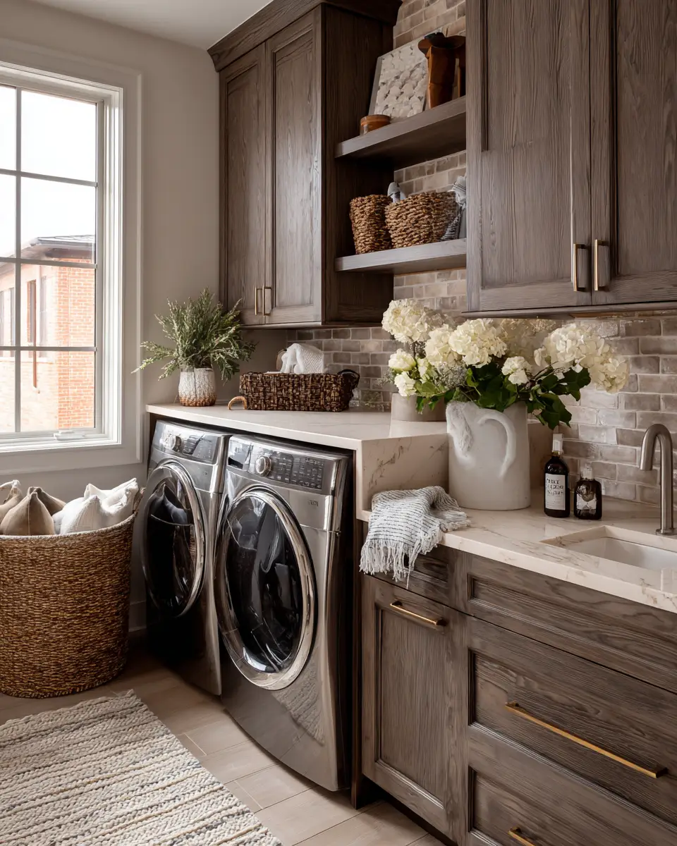 Chocolate Brown Coastal Laundry Room Decor Ideas