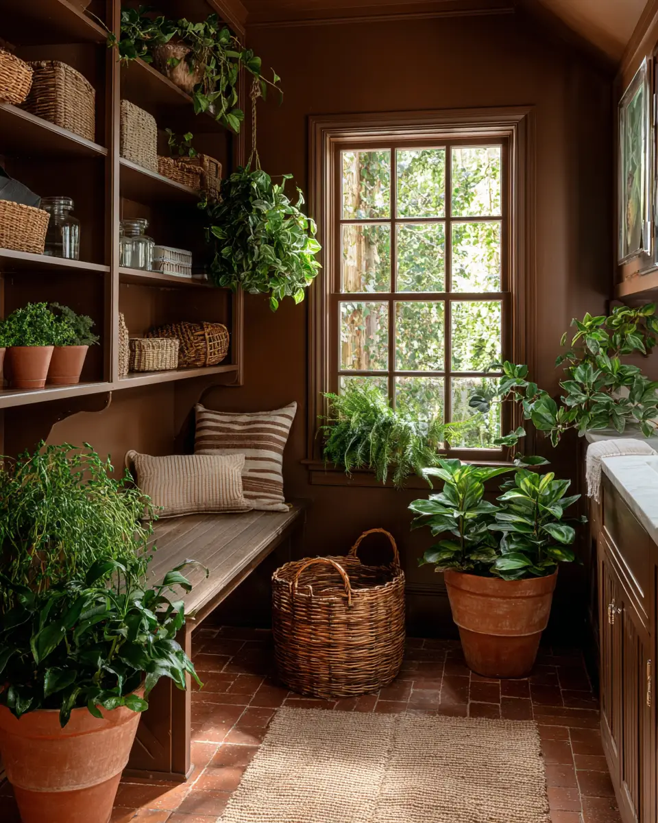 Chocolate Brown Coastal Laundry Room Decor Ideas