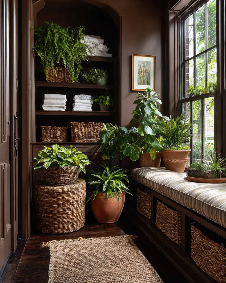 Chocolate Brown Coastal Laundry Room Decor Ideas