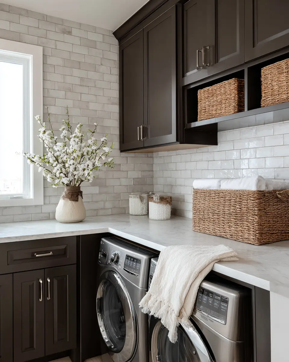 Chocolate Brown Coastal Laundry Room Decor Ideas