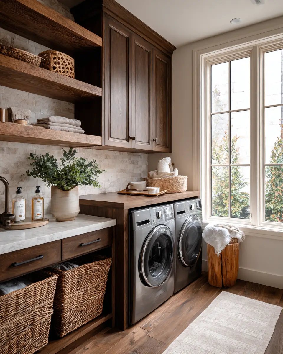 Chocolate Brown Coastal Laundry Room Decor Ideas
