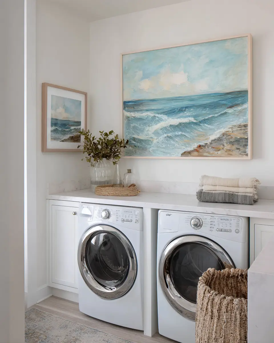 Chocolate Brown Coastal Laundry Room Decor Ideas