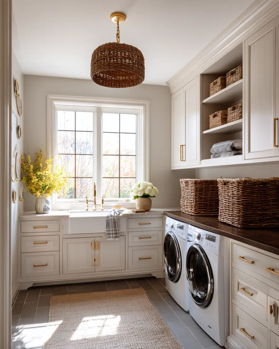 Chocolate Brown Coastal Laundry Room Decor Ideas