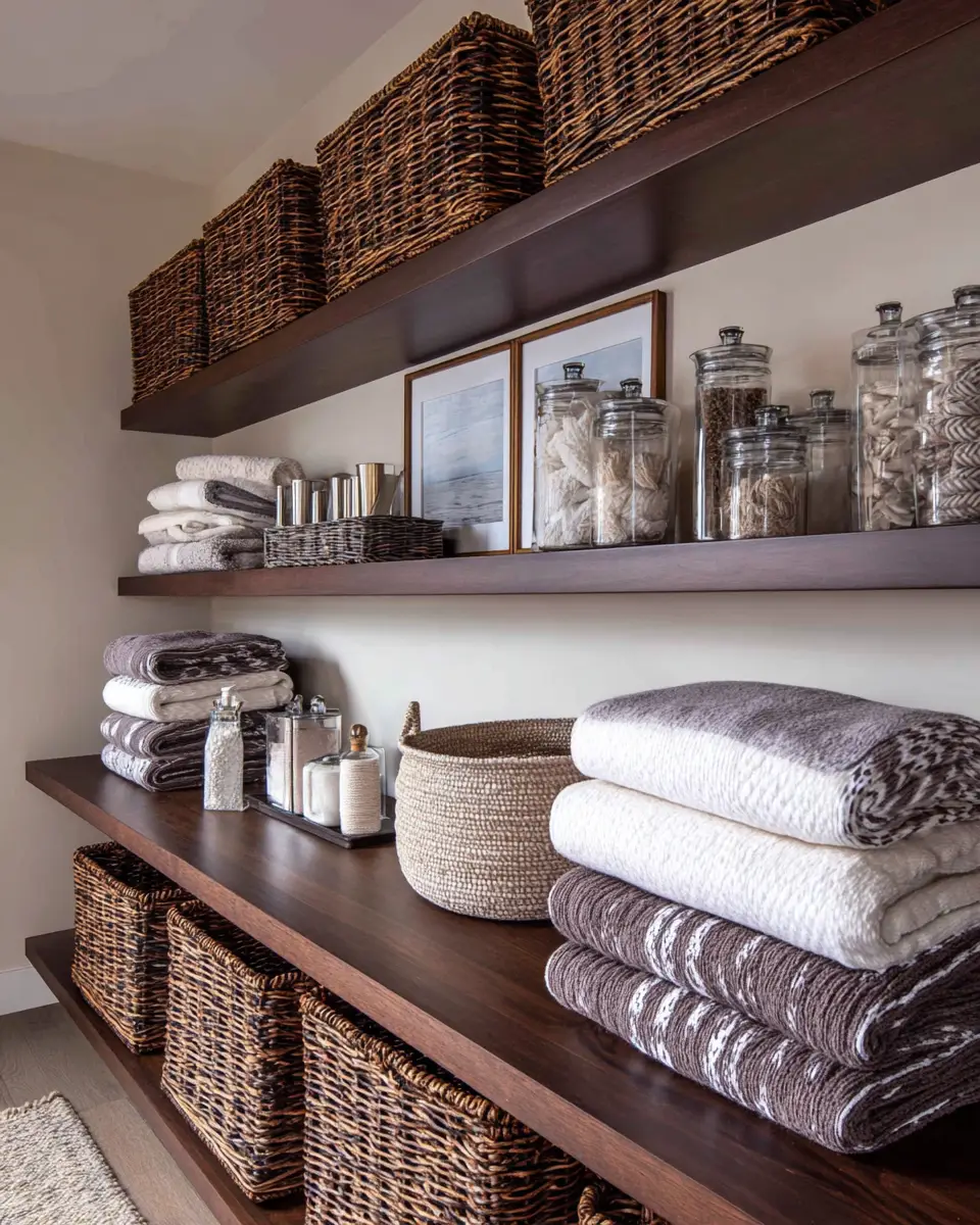 Chocolate Brown Coastal Laundry Room Decor Ideas