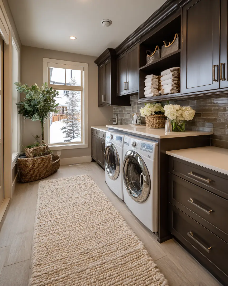 Chocolate Brown Coastal Laundry Room Decor Ideas