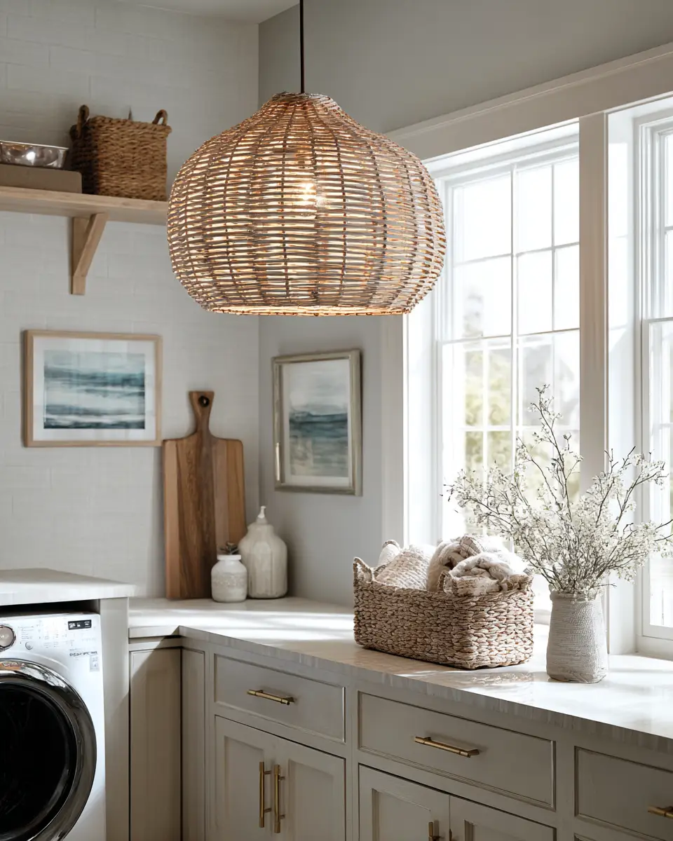 Chocolate Brown Coastal Laundry Room Decor Ideas