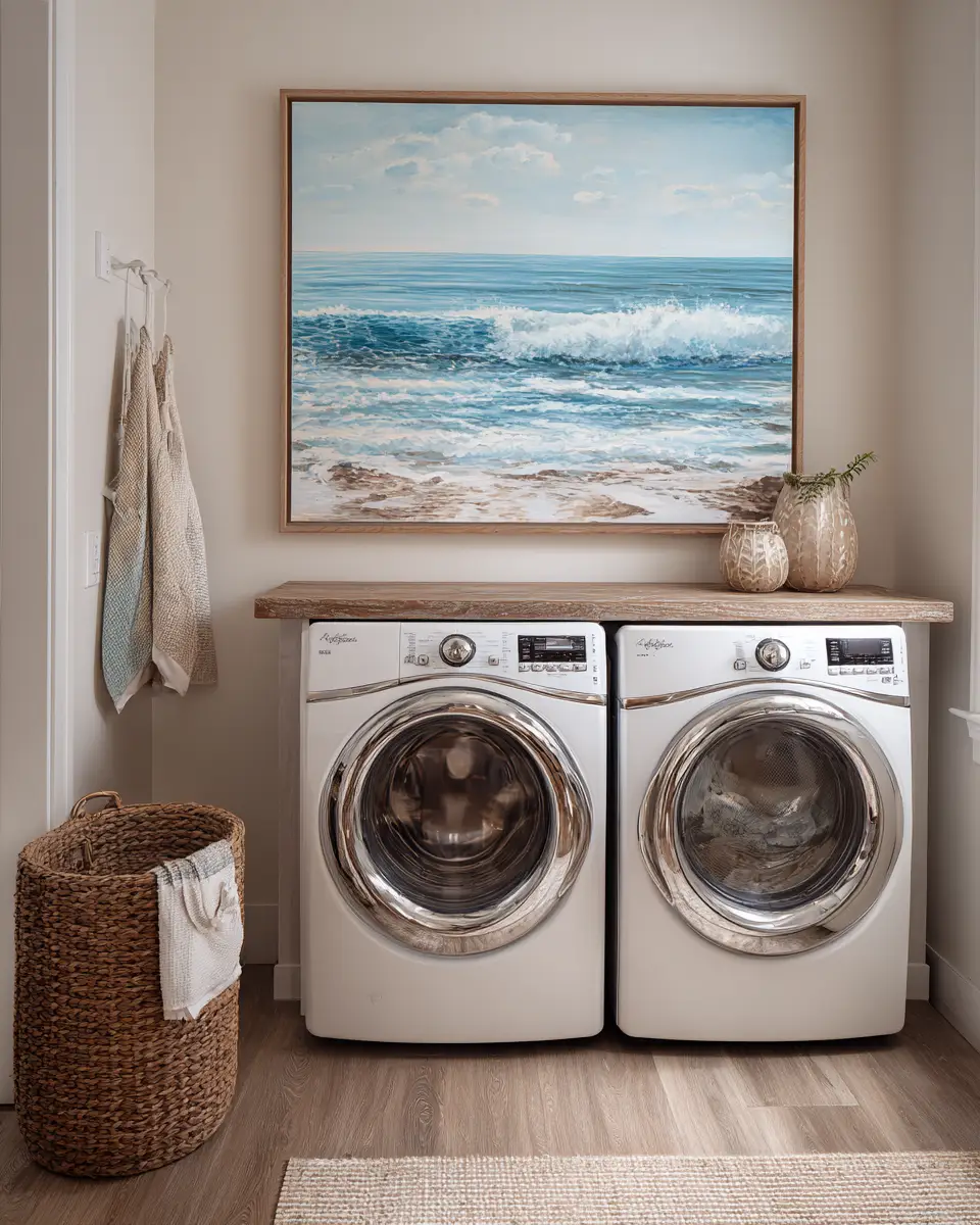 Chocolate Brown Coastal Laundry Room Decor Ideas