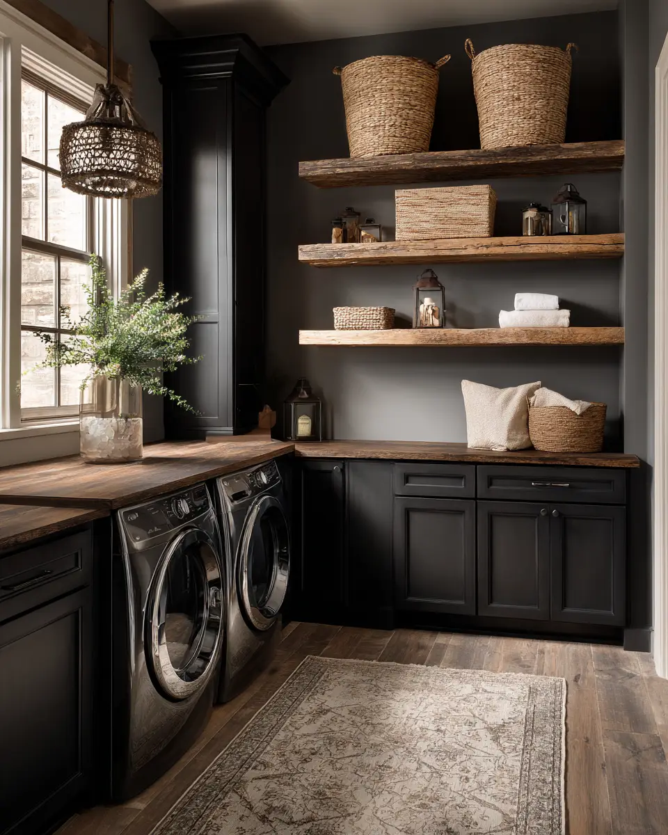 Chocolate Brown Coastal Laundry Room Decor Ideas