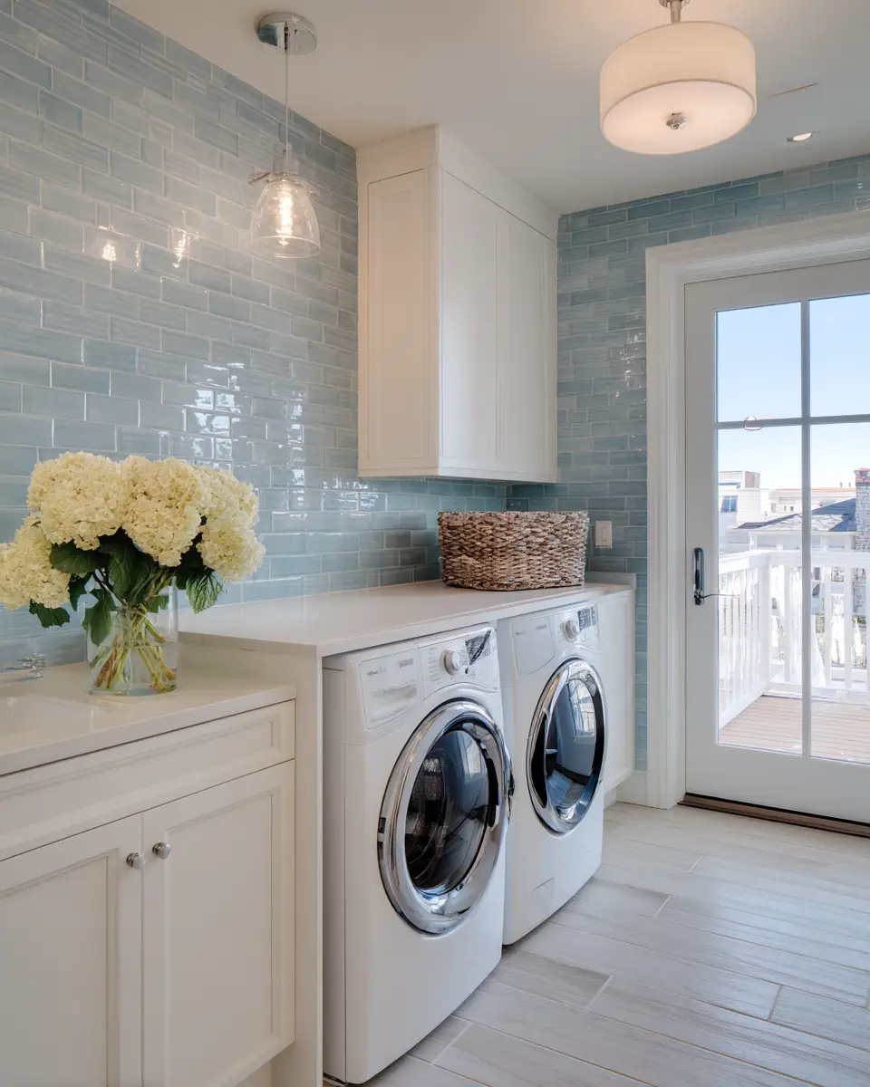 Chocolate Brown Coastal Laundry Room Decor Ideas