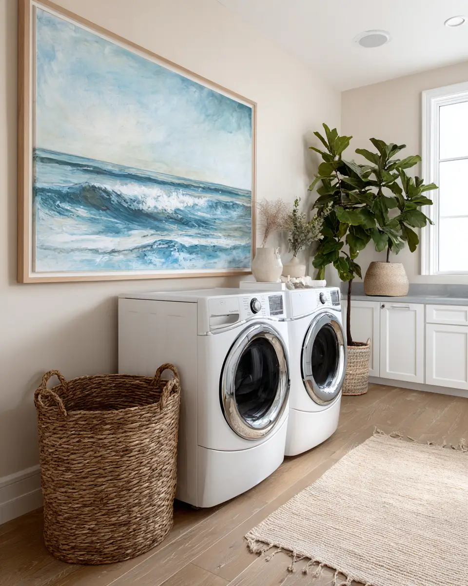 Chocolate Brown Coastal Laundry Room Decor Ideas