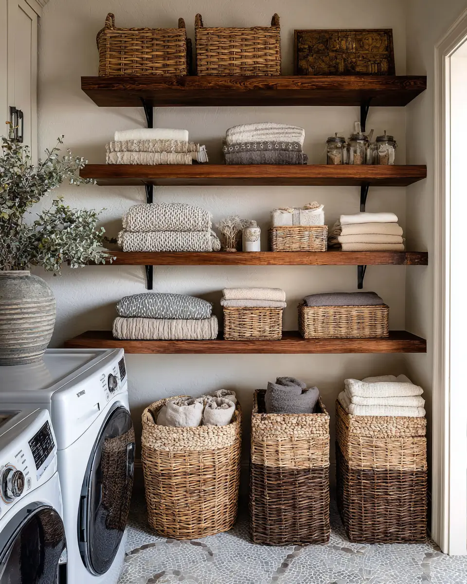 Chocolate Brown Coastal Laundry Room Decor Ideas