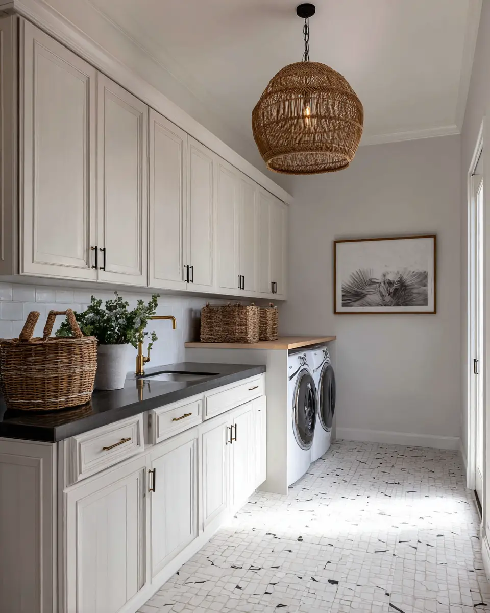 Chocolate Brown Coastal Laundry Room Decor Ideas