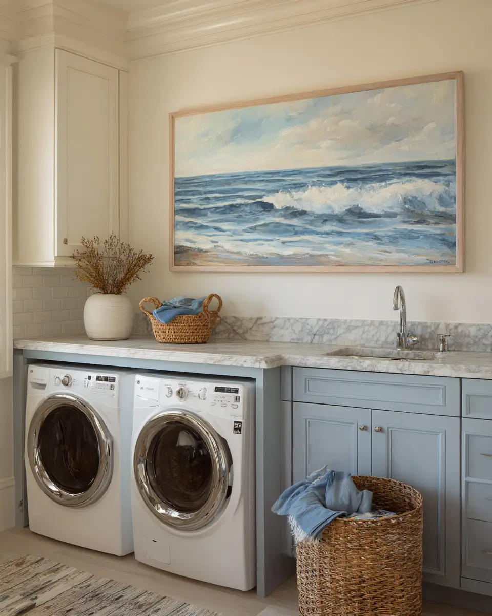 Chocolate Brown Coastal Laundry Room Decor Ideas
