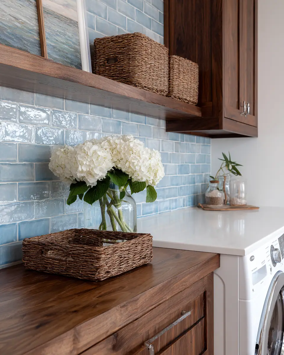 Chocolate Brown Coastal Laundry Room Decor Ideas