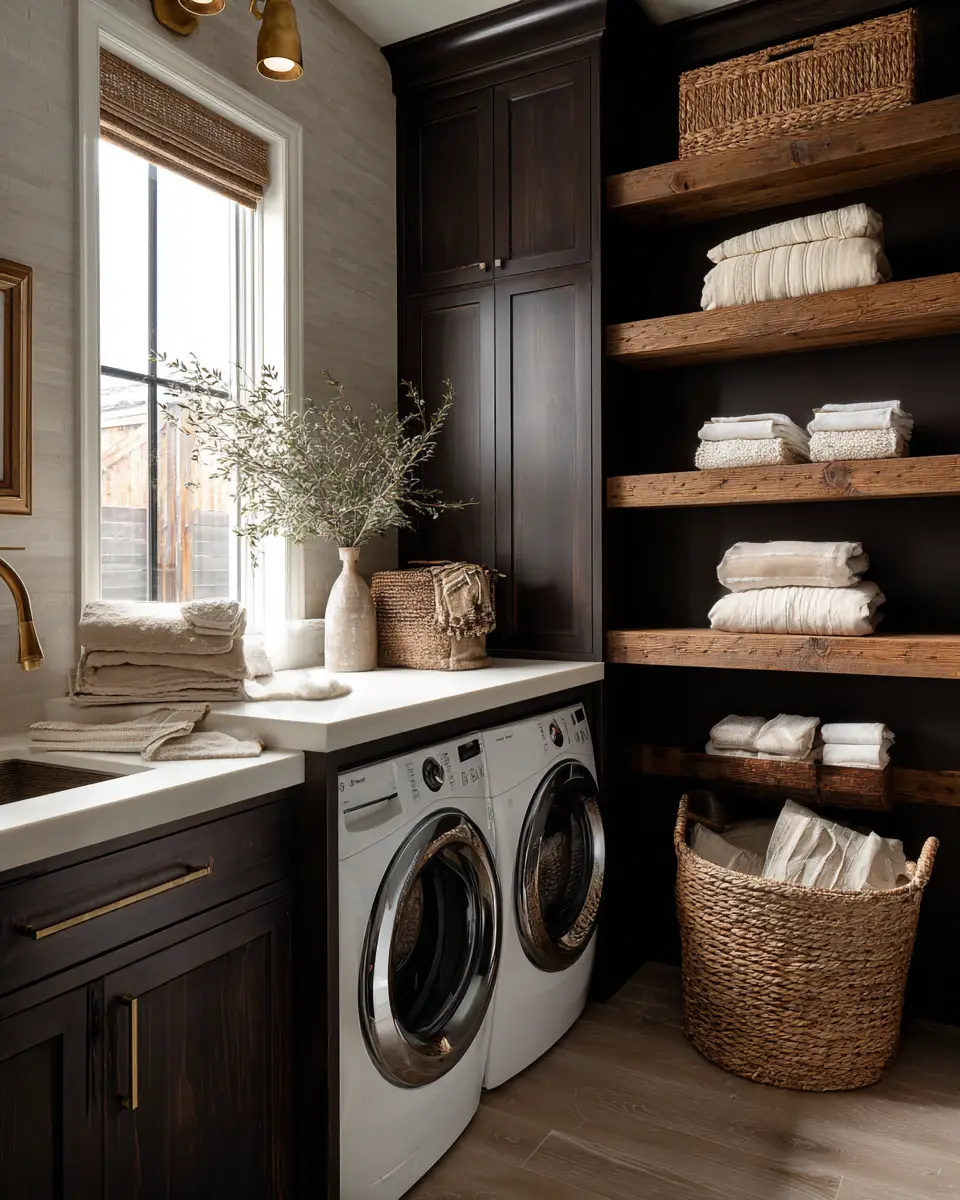 Chocolate Brown Coastal Laundry Room Decor Ideas