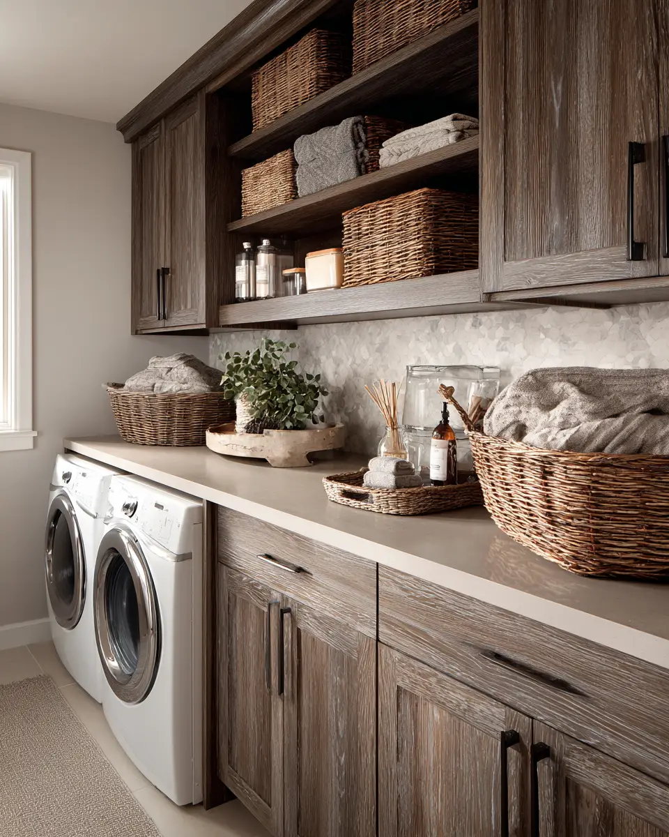 Chocolate Brown Coastal Laundry Room Decor Ideas