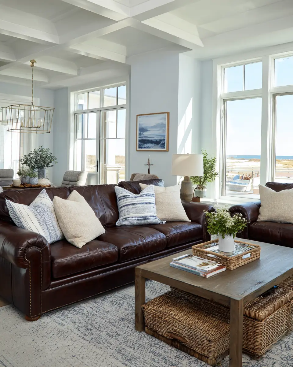 Chocolate Brown Coastal Living Room Decor Ideas