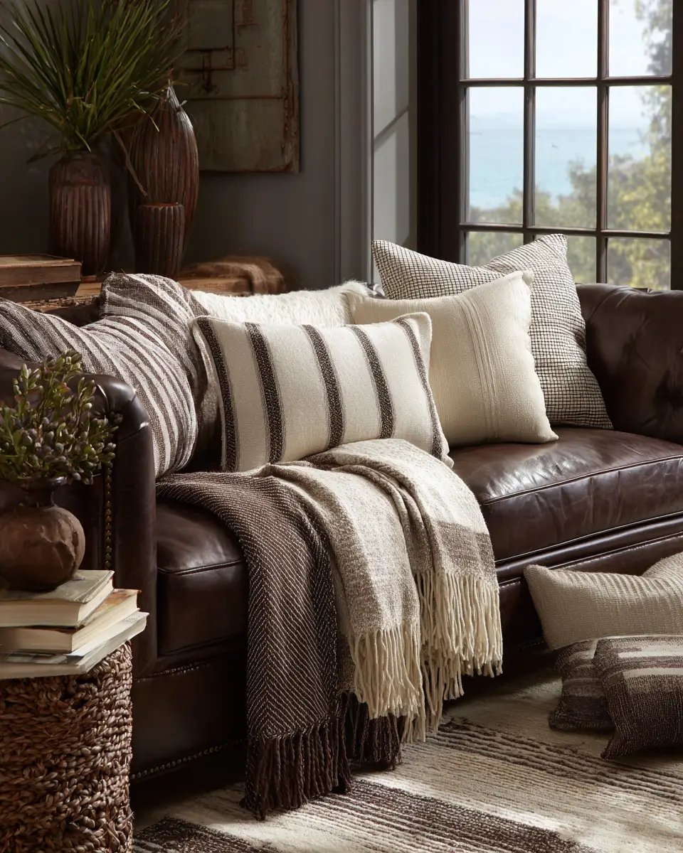 Chocolate Brown Coastal Living Room Decor Ideas