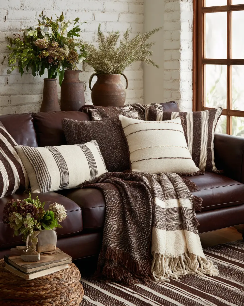 Chocolate Brown Coastal Living Room Decor Ideas