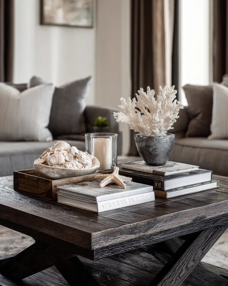 Chocolate Brown Coastal Living Room Decor Ideas