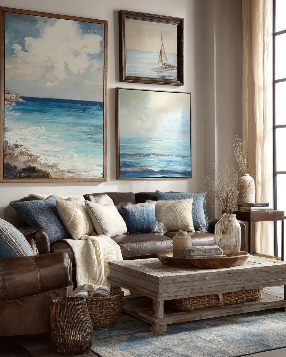 Chocolate Brown Coastal Living Room Decor Ideas