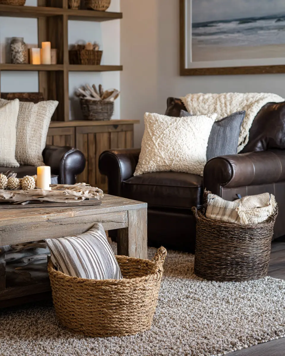 Chocolate Brown Coastal Living Room Decor Ideas