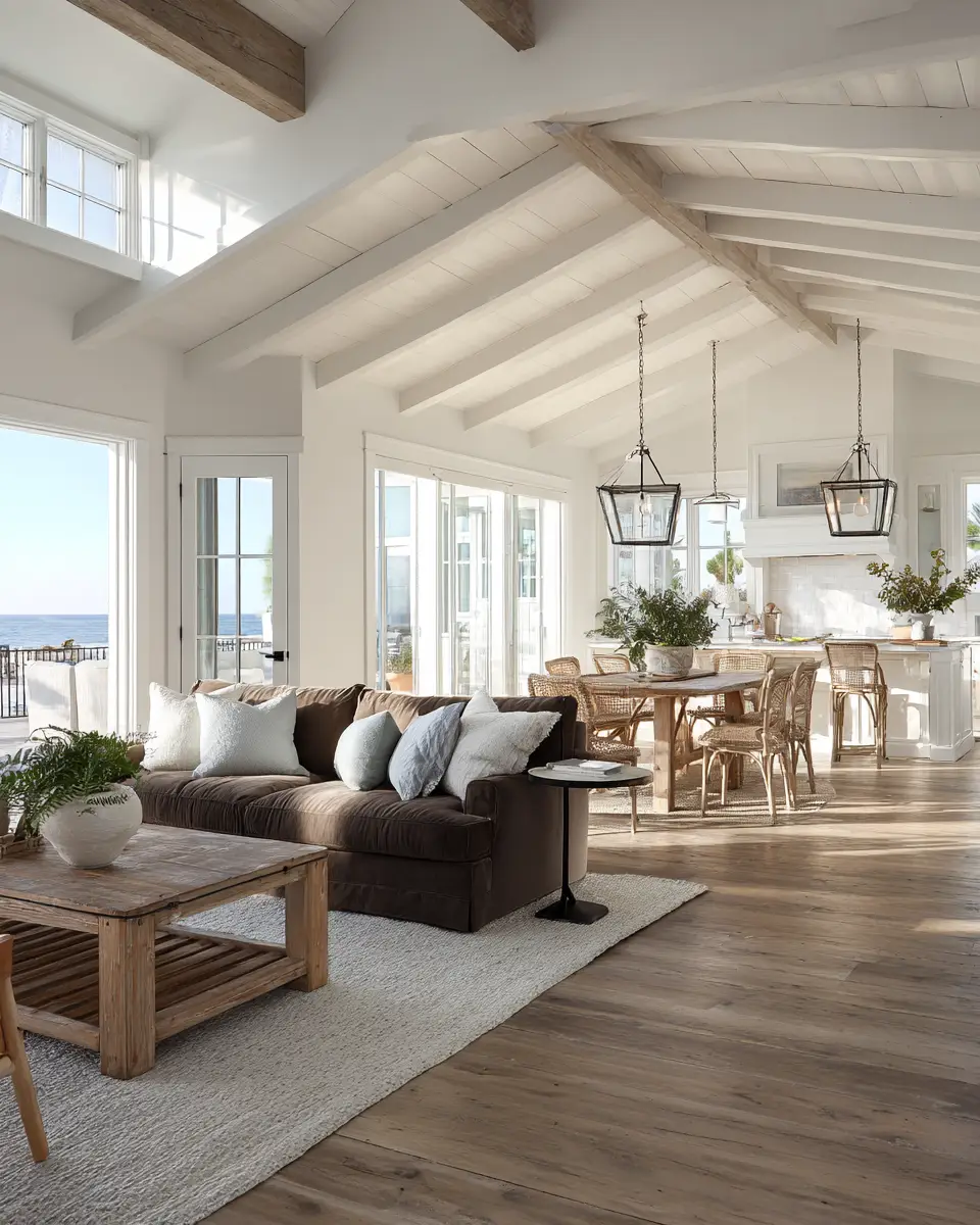 Chocolate Brown Coastal Living Room Decor Ideas