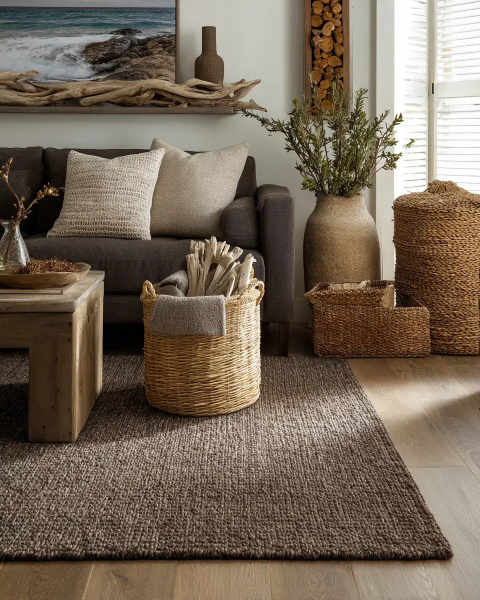 Chocolate Brown Coastal Living Room Decor Ideas