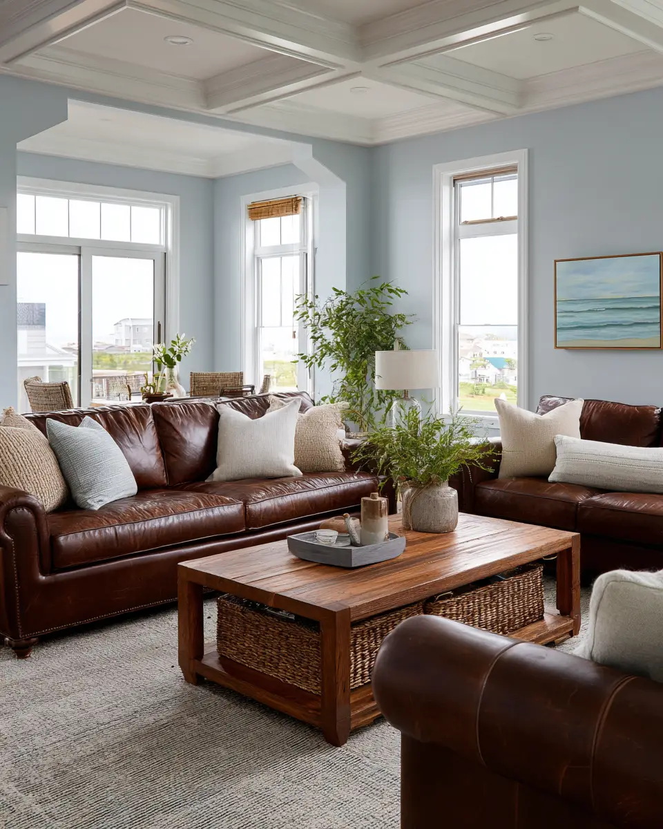 Chocolate Brown Coastal Living Room Decor Ideas