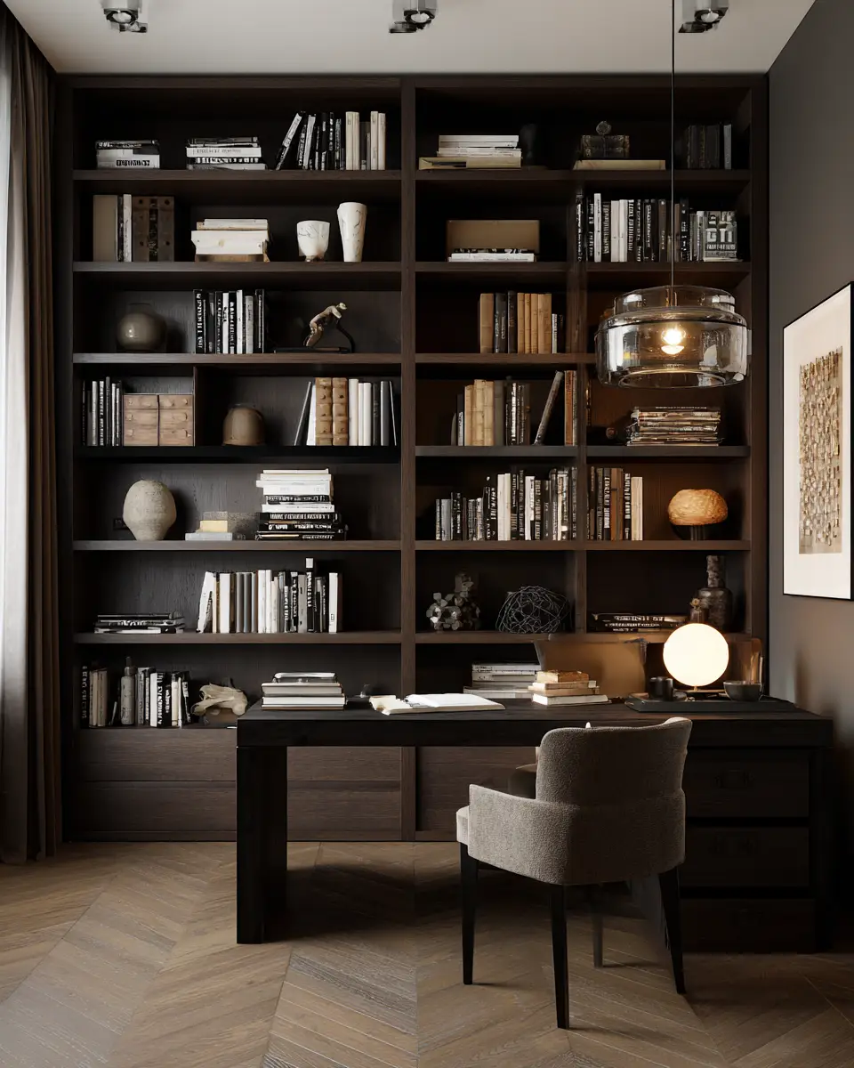 Chocolate Brown Contemporary Home Office Decor Ideas