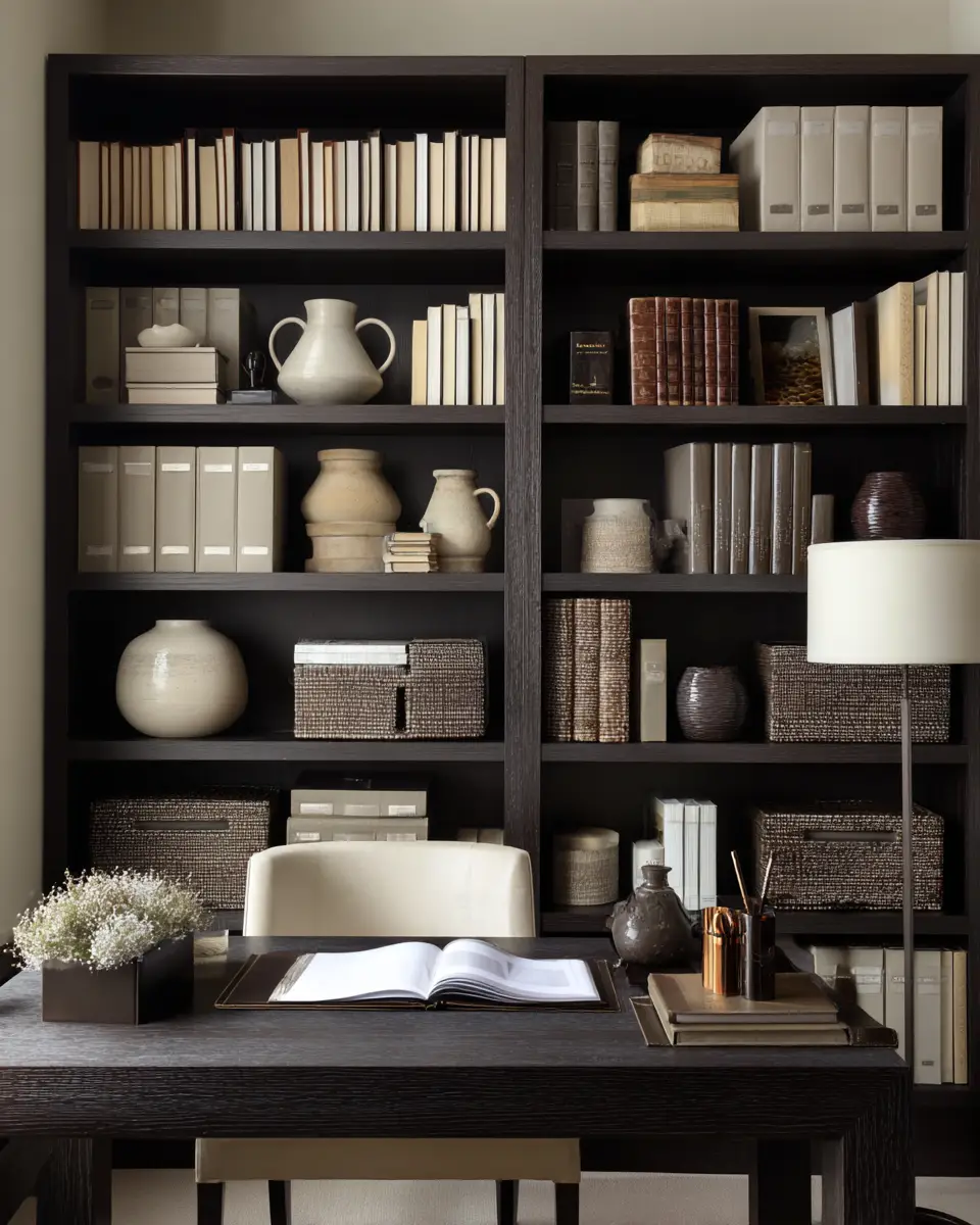 Chocolate Brown Contemporary Home Office Decor Ideas