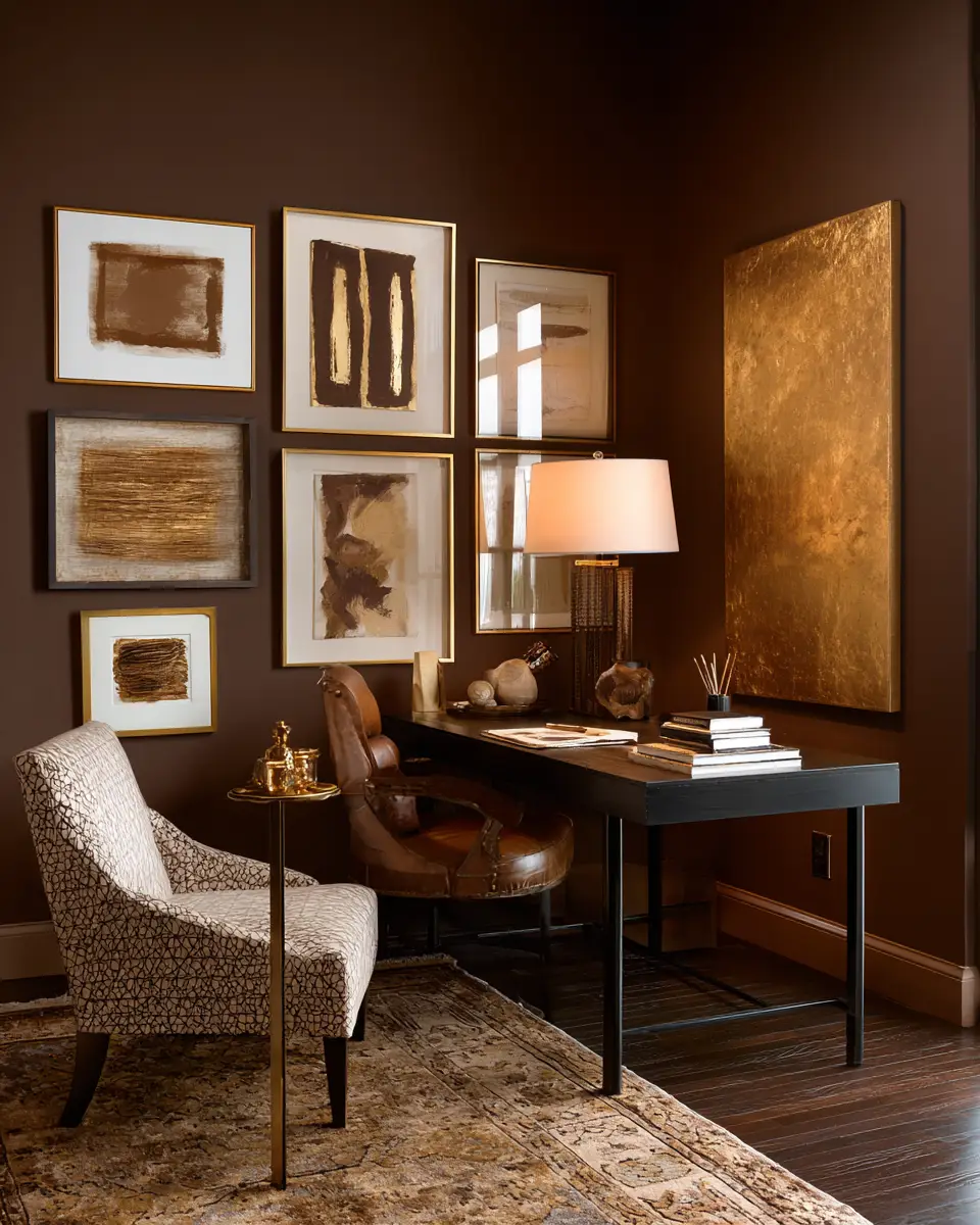 Chocolate Brown Contemporary Home Office Decor Ideas
